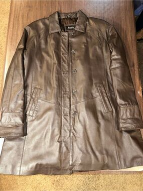 90’s Vintage Excelled Collection Chocolate Brown Leather Coat Size XL